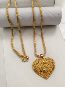 HN JEWELLERY One Gram Gold Plated Chain Pendent Necklace For Men,Women 24 Inch Long Chain Gold-plated Plated Brass Necklace