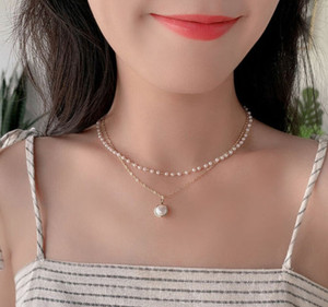 Vembley Charming Gold Plated Pearl Double Layered Pendant Necklace for Women and Girls Gold-plated Plated Alloy Layered