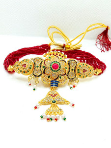 krishna imitation jewelery rajput aad necklace Gold-plated Plated Brass Necklace