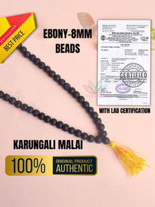 VIBESLE Karungali Malai For Men 108 Bead With Certification Original Ebony Wood Mala 8mm Beads Wood Necklace