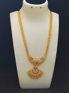 Princy Enterprise Latest Style NO 3 Gagara Box RANI HAR 2 pendant Zircon Gold-plated Plated Brass Necklace Set