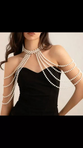 Fashionistas Shoulder Pearl Chain Metal, Mother of Pearl Layered