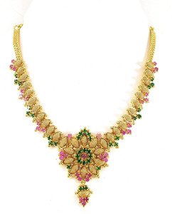 CM FASHIONS One Gram Gold Plated Traditional Trendy Stylish Necklace. Emerald, Ruby Gold-plated Plated Copper Necklace