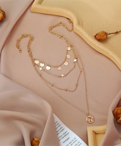 Vembley Latest Layered Western Non Precious Base Metal Cubic Zirconia Golden Neck Chain Pearl Gold-plated Plated Copper Chain Set