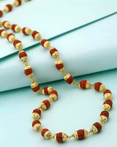 Astra Mahakal Shiv Bhole Nath Real Himalayan Rudraksha Mala Gold-plated Plated Copper Chain