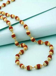 ASTRA Mahakal Shiv Bhole Nath Real Himalayan Rudraksha Mala Gold-plated Plated Copper Chain