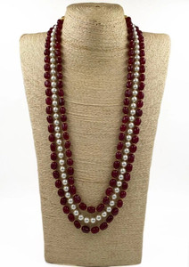 POWER OF KESHVAM Red Crystal Stone Necklace for Women | Bold Red Beads & Crystal Jewellery Jade Gold-plated Plated Stone, Alloy Necklace