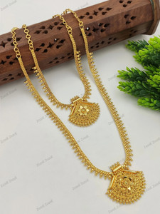 ZozoE One gram Gold Covering Combo Wedding Necklace Set Short and Long Cubic Zirconia Gold-plated Plated Copper Necklace Set