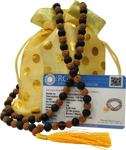 ShivaRatna Original Karungali Rudraksha Malai 108+1 Beads 8mm (ISO Lab Certified) Rudraksha Necklace
