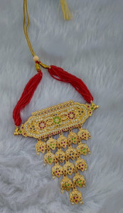 YuviKrissh Women's Elegant Traditional Wear Gold Plated Rajputi Aad/Necklace For Women Beads Gold-plated Plated Alloy Necklace