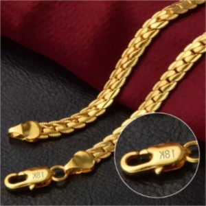 Litchi Litchi Gold Plated Men's/Women's Chain with Lobster Clasp, 22 inches Stainless Steel Chain