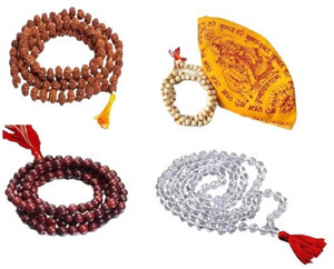 dr. shrimali & astro science Set of 5 (red and white chandan, rudraksha ,crystal, gomukh mala) Wood, Crystal, Rudraksha Chain Set