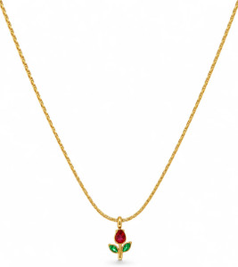 Lady Raiment Stainless Steel Anti-Tarnish Tulip Flower Pendant Necklace for Women Emerald, Ruby Gold-plated Plated Stainless Steel Necklace