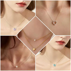 brado jewellery Combo of 5 Traditional 18 inch Daily Wear Necklace Set for Women Pearl, Diamond Gold-plated Plated Brass Necklace