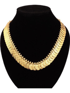 VAMA Traditional Indian Chand Tara Islamic MoonStar Short Coin Necklace Set for Wom Gold-plated Plated Metal Necklace
