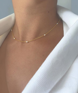 ReNi Enterprise ReNi Gold Plated Pearl Necklace Pearl Gold-plated Plated Brass Necklace