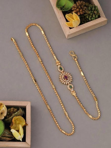 crystal fashion store Amreican Diamond Gold Plated 24 Inch Copper Mugappu Chain For Women and Girls Diamond Gold-plated Plated Copper Chain
