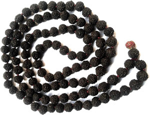 एस्ट्रोदीदी Black Rudraksha Mala Original Natural 5 Mukhi Five Face Panch Mukha 108+1 Beads लकड़ी चेन