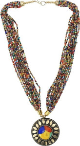 Kiggo Bead Brass Plated Brass, Metal, Glass Necklace