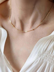 Gleve Gleve Anti Tarnish Stainless Steel Gold Necklace Crystal Gold-plated Plated Stainless Steel Necklace