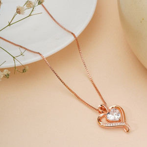 BISHTY Rose Gold Heart Anti Tarnish Anti Allergic chain girls women Cubic Zirconia Gold-plated Plated Stainless Steel Chain Set