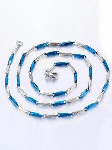 vien STAINLESS STEEL UNISEX STYLE BLUE/SILVER CHAINS STANDARD TRENDING CHAINS Silver Plated Stainless Steel Chain