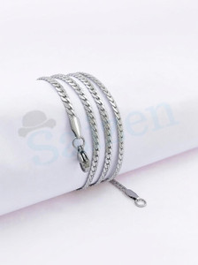 Saizen Stylish 24 Inch's Silver plated chain For Boys & girls Stainless Steel Chain Silver Plated Stainless Steel Chain
