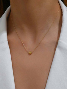 Peprika Gold Plated Stainless Steel Heart Pendent With Chain Gold-plated Stainless Steel Pendant Set