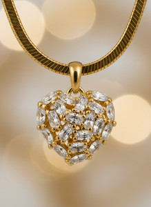 MISS VIBE MISS VIBE Anti Tarnish Gold Toned Heart Pendant Snake Chain Necklace for Women Gold-plated Plated Stainless Steel Necklace