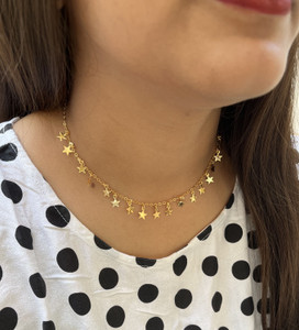 JHB Delicate Tanmaniya Short Chain For Women And Girls Gold-plated Plated Brass, Alloy Necklace