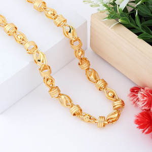 XERMI 1 gram Stylish Heavy Golden Neck Men Chain “20” Inches Gold-plated Chain Gold-plated Plated Copper Chain