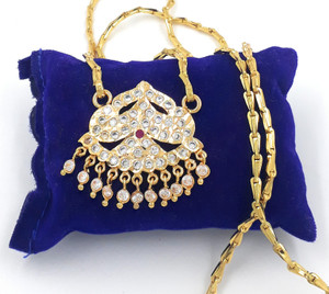 Anujeet Fashion Hub Latest Gold Plated Covering Long Chain with AD Stone Fancy Dollar for Women/Girl Gold-plated Plated Copper Chain