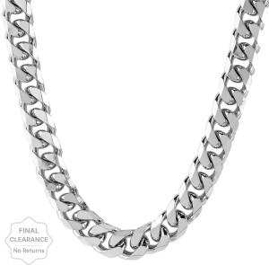 Jagsun 24 Inches Stylish Comfortable Sterling Silver Sehwag ChainStainless Steel Curb Link Chain Necklace (10 mm) Sterling Silver Plated Sterling Silver Chain