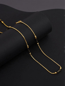 zebisco Black Pipe Bead Necklace for Women Festive Gift Gold-plated Plated Brass Chain
