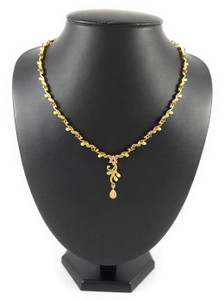 AFJ GOLD Micro Traditional Trendy Designer Stylish Stone Gold-plated Plated Copper Necklace