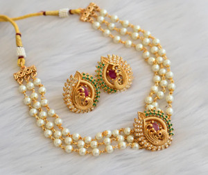 RUJVE JEWELLERY Brass, Copper Gold-plated Gold Jewellery Set