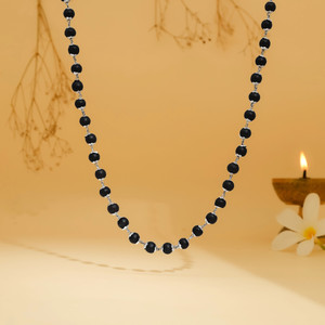DIVINE HINDU Karungali Mala with Silver Plated Caps | 54 Ebony Wood Beads | For Men and Women Wood Necklace