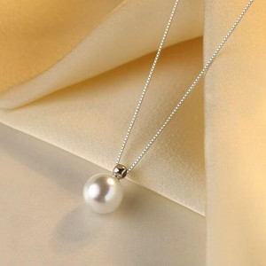Tiso Classic Gold Chain with Pearl Drop Pendant for Women and Girls Everyday Wear Pearl Sterling Silver Plated Alloy Chain