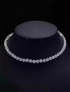 Forlife Diamond silver-plated Alloy Choker Cubic Zirconia Silver Plated Alloy Choker Stone Choker