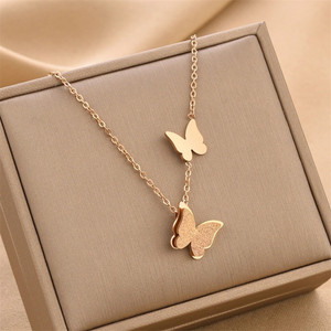 ISAMORA Trendy RoseGold Butterfly Design RoseGold Plated Chain for women and Girls Copper Plated Stainless Steel Chain