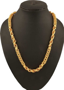 GAFUT 1 gram High Quality Indian Polished “20” Inches GoldChain for Men and boy Gold-plated Plated Copper Chain