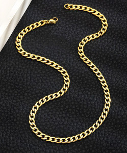 मिनप्रिस Pure Stainless Steel Gold Plated 7mm Stylish Neck Chain for Men and Boy स्टेनलेस स्टील चेन