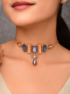 OFFICIALLY GORGEOUS Color Block Statement Anti-Tarnish Coating Necklace for Women by EVERSTYLISH Gold-plated Plated Alloy Necklace