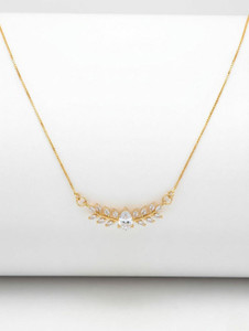 ISAMORA Gold Plated CZ American Diamond Leaf Necklace Chain for Women & Girls Diamond Gold-plated Plated Brass Chain