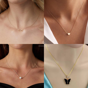 BOGHRA SALES Combo of 4 Pendant Necklace Chain for Women and Girls Pearl, Diamond Gold-plated Plated Brass, Alloy Chain