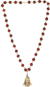 DIVINE HINDU Gold-Plated Rudraksha Shiva Necklace| ISO Certified | Brown 36 Beads | 14.5 Inch Gold-plated Plated Brass Necklace