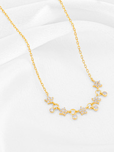 GIVA 925 Silver Golden Floral Serenade Necklace|Lifetime Plating|6 Month Warranty Zircon Gold-plated Plated Sterling Silver Necklace
