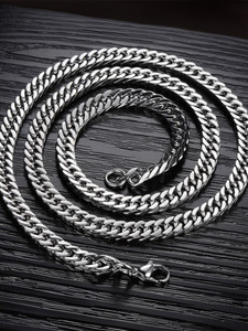 vien MEN HIGH POLISHED GOOD COLOUR QUALITY Sterling Silver Plated Steel Chain