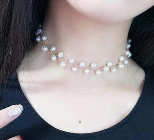 DMS Jewels White Pearls Choker Necklace for Women Pearl Gold-plated Plated Alloy Choker