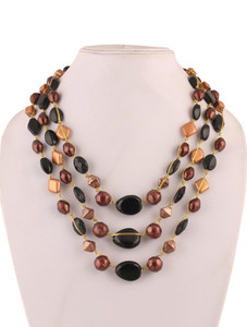 DCA Copper Bronze Gold Black Mettalic Multi color Glass necklace Glass Necklace
